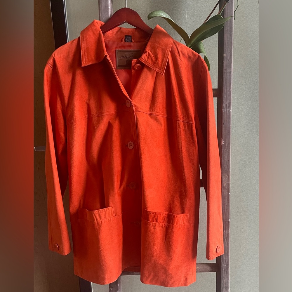 St John’s Bay vintage, orange, size medium, suede 1990’s jacket.